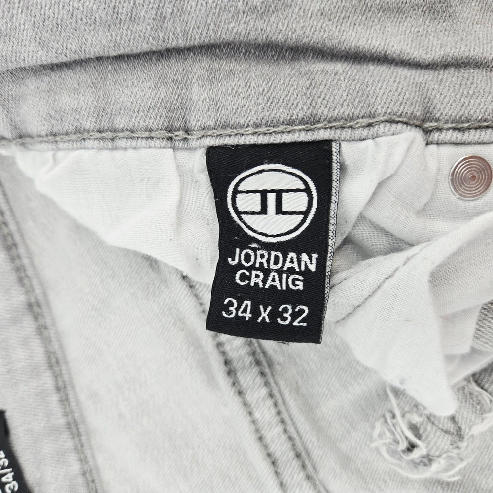 Jordan Craig Sean Fit Grey Distressed Slim Stretch Denim Jeans 34 Short Thrashed - Picture 7 of 14
